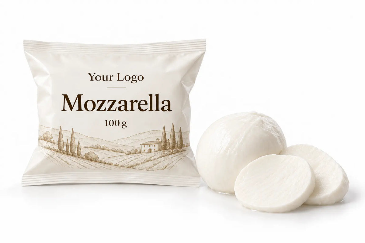 Fresh mozzarella with private label packaging