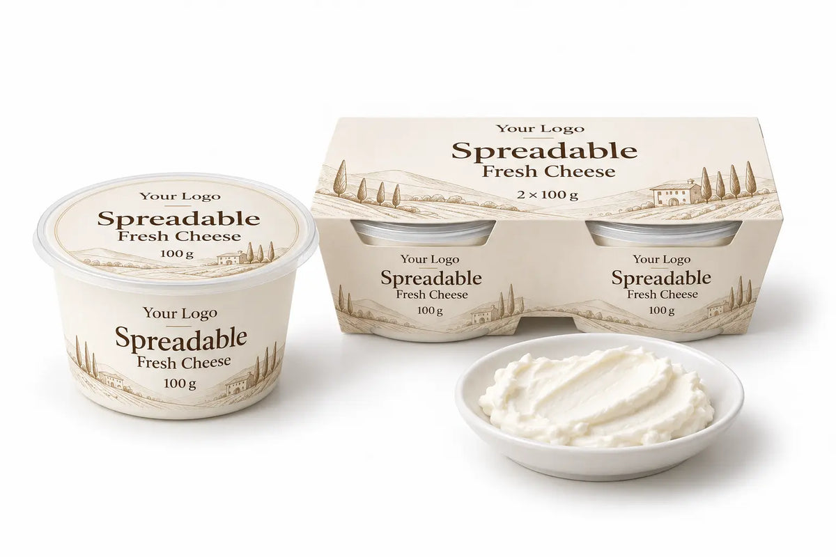 Spreadable fresh cheese in retail formats