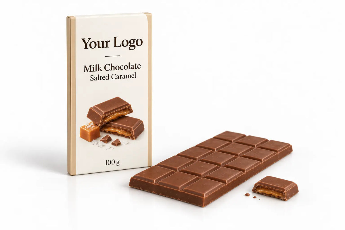 Milk chocolate tablet with salted caramel