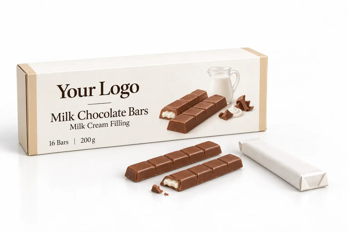 Chocolate bars with milk cream filling