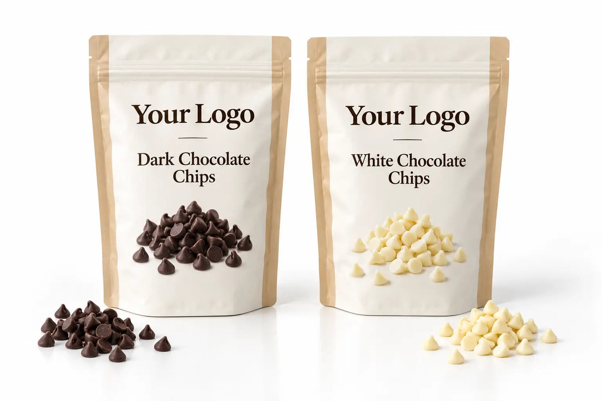 Dark and white chocolate chips for baking