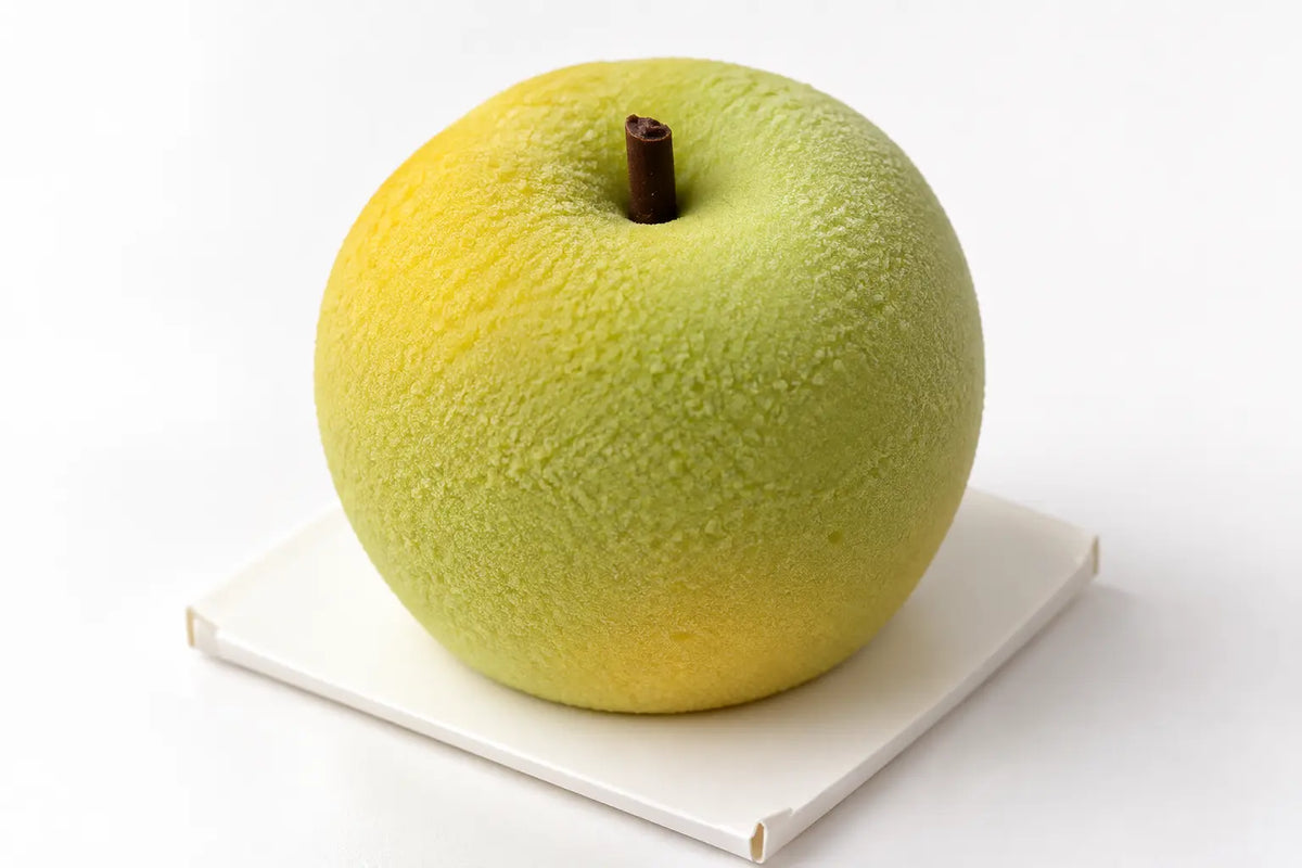 Apple-shaped frozen dessert close-up